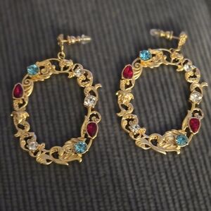 18kgp Versace Elegant Gold and Multicolor Gemstone Earrings
